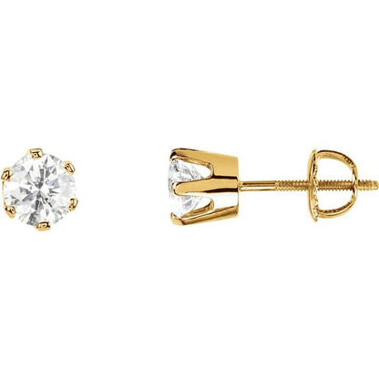 14K Yellow 1 1/2 CTW Natural Diamond 6-Prong Stud Earrings