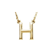 14K Gold Block Font Initial Necklace 16" in Rose Yellow & White