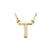14K Gold Block Font Initial Necklace 16" in Rose Yellow & White