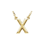 14K Gold Block Font Initial Necklace 16" in Rose Yellow & White