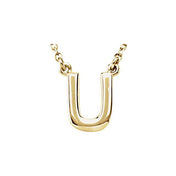 14K Gold Block Font Initial Necklace 16" in Rose Yellow & White