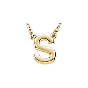 14K Gold Block Font Initial Necklace 16" in Rose Yellow & White