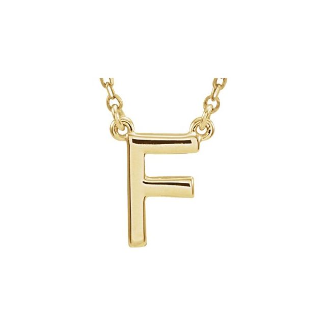 14K Gold Block Font Initial Necklace 16" in Rose Yellow & White