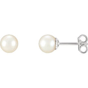 Sterling Silver 7-7.5 mm Cultured White Freshwater Pearl Earrings