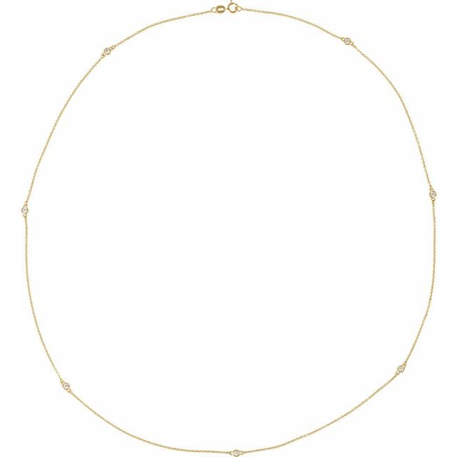 14K Lab-Grown Diamond 7-Station 24" Necklace with 1/4 to 1/3 CTW Diamonds