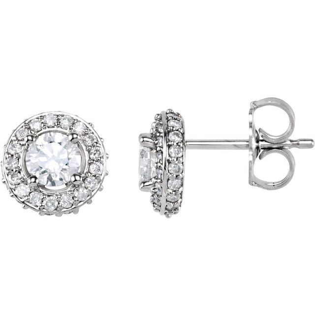 14K White 3/4 CTW Natural Diamond Earrings