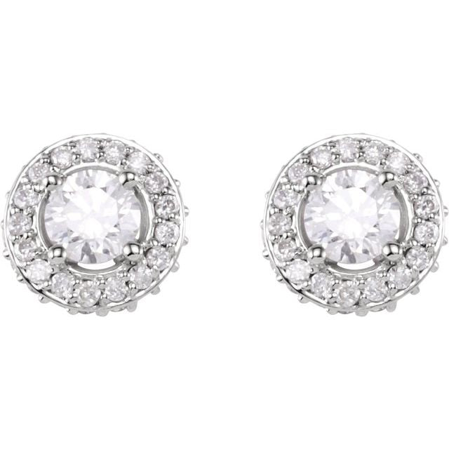 14K White 3/4 CTW Natural Diamond Earrings