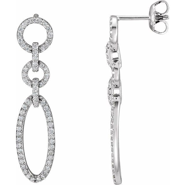 14K White 5/8 CTW Natural Diamond Earrings
