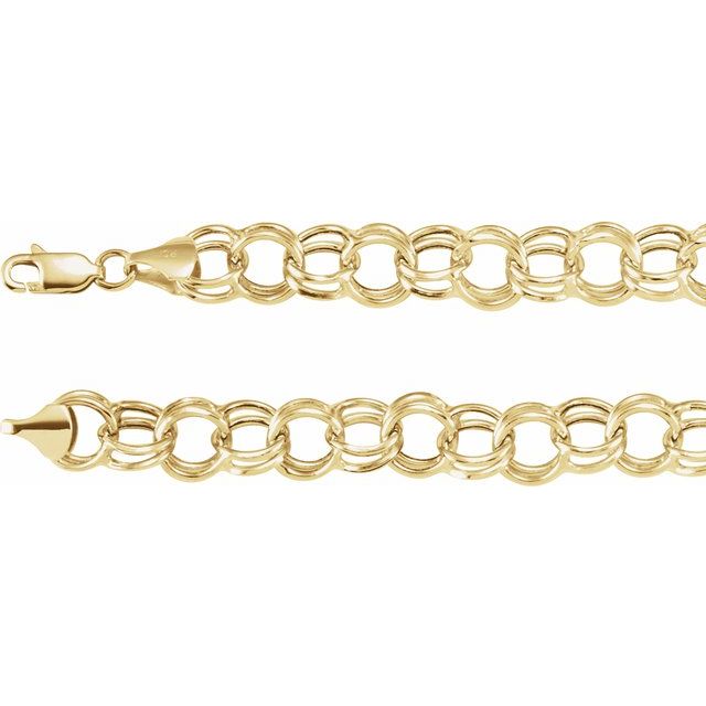 14K Yellow 5.7 mm Hollow Double Cable 8" Chain