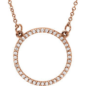 14K Lab-Grown Diamond Circle Necklace with 1/8 to 1/5 CTW, 16" Length