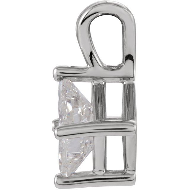 14K White 3/8 CT Natural Diamond Solitaire Pendant