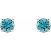 Sterling Silver 4 mm Natural Zircon Stud Earrings