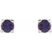Sterling Silver 4 mm Lab-Grown Alexandrite Stud Earrings