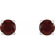 14K White 4 mm Natural Mozambique Garnet Stud Earrings