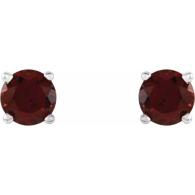 14K White 4 mm Natural Mozambique Garnet Stud Earrings
