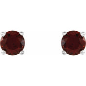 Sterling Silver 4 mm Natural Garnet Stud Earrings