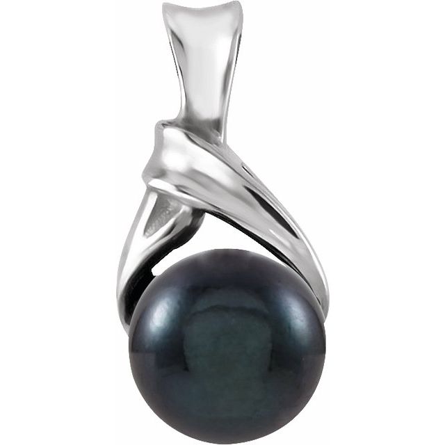 Platinum Cultured Black Akoya Pearl Pendant