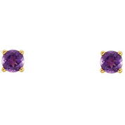 14K Yellow Imitation Amethyst Youth Earrings