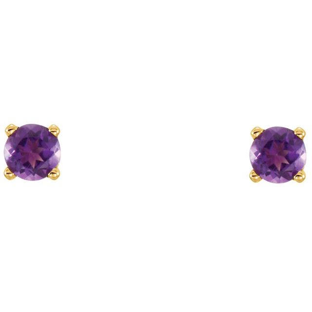 14K Yellow Imitation Amethyst Youth Earrings