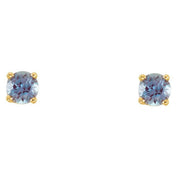 14K Yellow Imitation Alexandrite Youth Earrings