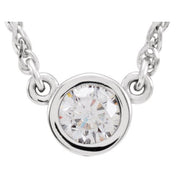 14K White 1/4 CTW Natural Diamond Bezel-Set Solitaire 18" Necklace