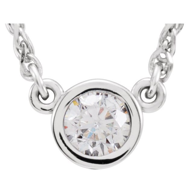 14K White 1/4 CTW Natural Diamond Bezel-Set Solitaire 18" Necklace
