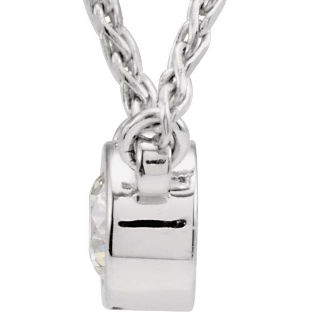 14K White 1/4 CTW Natural Diamond Bezel-Set Solitaire 18" Necklace