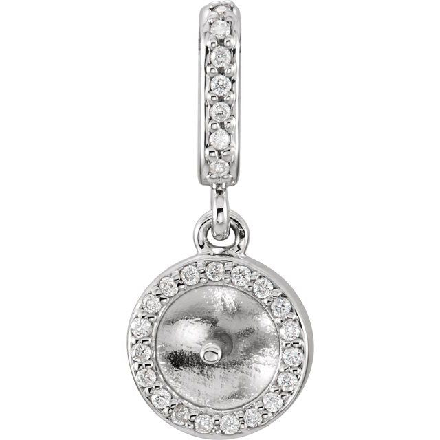 14K White .06 CTW Natural Diamond Semi-Set Pendant for 5.5-6 mm Pearl