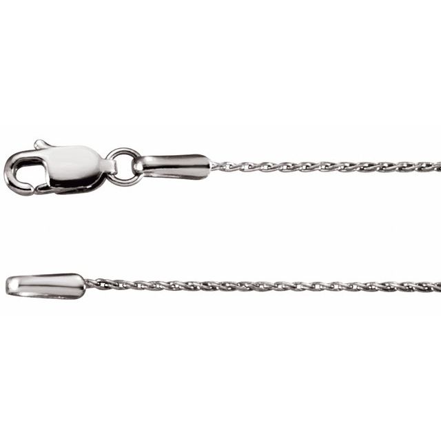 14K White Gold .8 mm Wheat Chain 24" - CH1021:1004:P