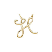 14K Yellow Script Initial H 16" Necklace