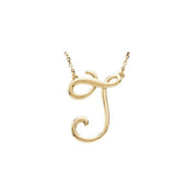 14K Yellow Script Initial J 16" Necklace