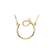 14K Yellow Script Initial O 16" Necklace
