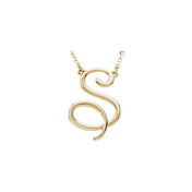 14K Yellow Script Initial S 16" Necklace