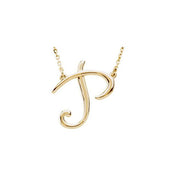 14K Yellow Script Initial P 16" Necklace