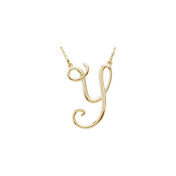 14K Yellow Script Initial Y 16" Necklace