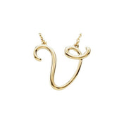 14K Yellow Script Initial V 16" Necklace