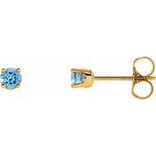 14K Yellow Natural Swiss Blue Topaz Youth Earrings