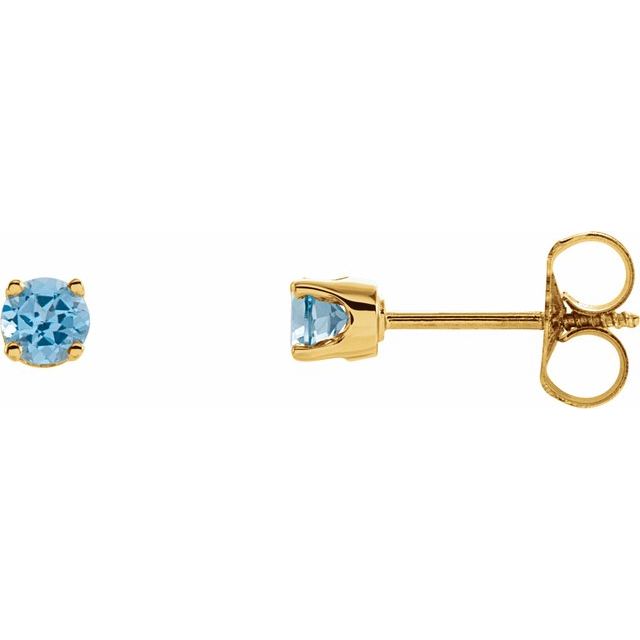 14K Yellow Natural Swiss Blue Topaz Youth Earrings