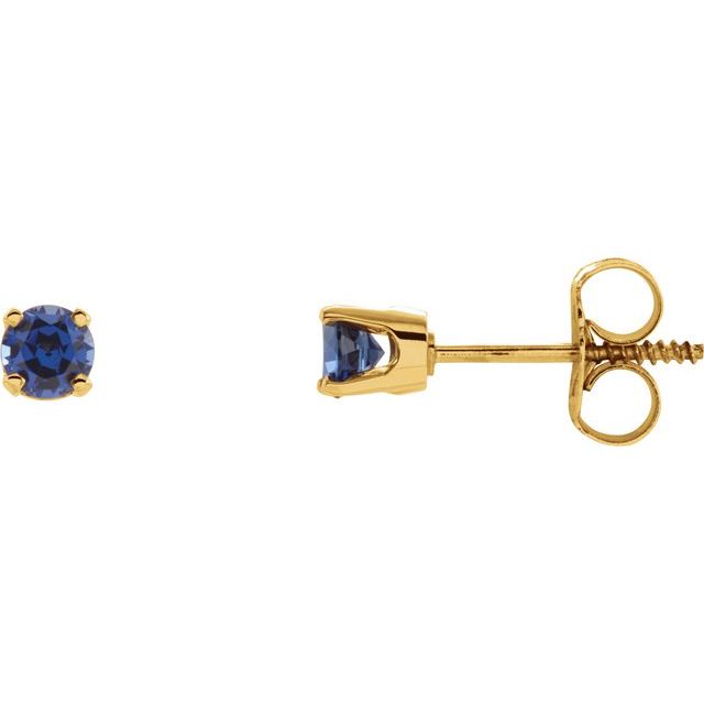 14K Yellow Natural Blue Sapphire Youth Earrings
