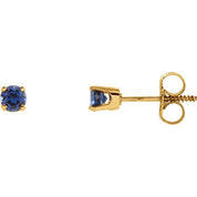 14K Yellow Imitation Blue Sapphire Youth Earrings