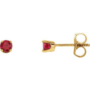 14K Yellow Imitation Ruby Youth Earrings