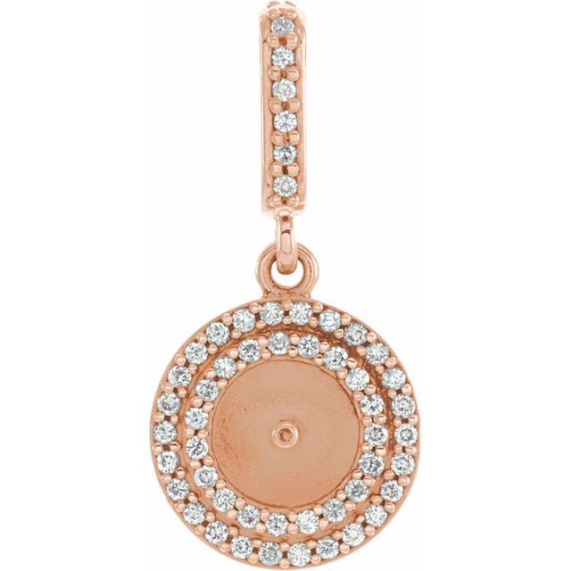 14K Rose 1/8 CTW Natural Diamond Semi-Set Pendant for 6 mm Pearl