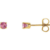 14K Yellow Natural Pink Tourmaline Youth Earrings