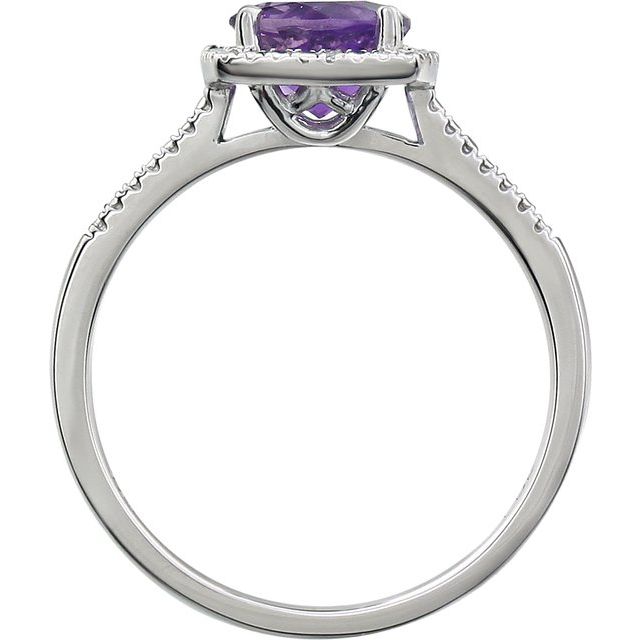 Sterling Silver Natural Amethyst & .01 CTW Natural Diamond Ring
