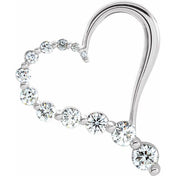 14K White Journey 1 CTW Natural Diamond Heart Pendant