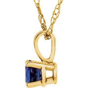 14K Yellow 3 mm Imitation Blue Sapphire Youth Solitaire 14" Necklace