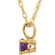 14K Yellow 3 mm Imitation Amethyst Youth Solitaire 14" Necklace