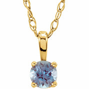 14K Yellow 3 mm Imitation Alexandrite Youth Solitaire 14" Necklace