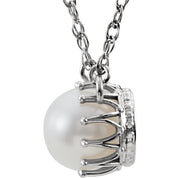 14K White Cultured White Freshwater Pearl 18" Necklace