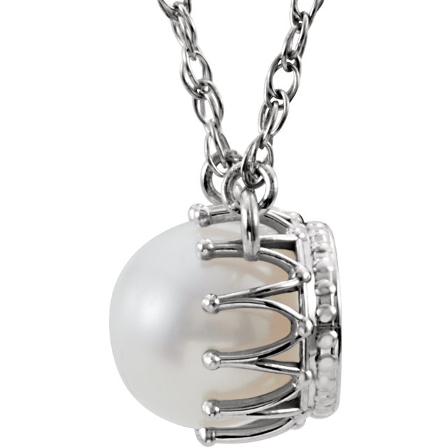 14K White Cultured White Freshwater Pearl 18" Necklace
